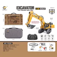 Nouvelle Version : Excavatrice et Bulldozer Télécommandés Électriques Réalistes à l'Échelle 1:50, 12 Canaux, en Alliage, sur Chenilles, Portée 30m, Modèle Expert