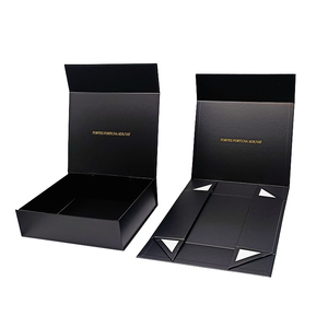 Emballage de boîte cadeau magnétique de luxe recyclable pliable en papier de carton rigide avec logo personnalisé boîtes à vêtements noir rose - Product Image 3