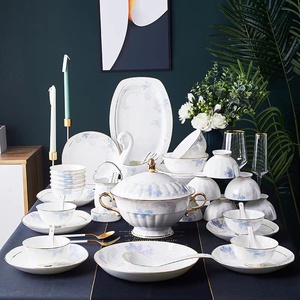 Vente en gros de 60 pièces de vaisselle, bols et plats européens de printemps de <span class=keywords><strong>Paris</strong></span> en céramique de Jingdezhen, logo d'impression de cadeau - Product Image 2