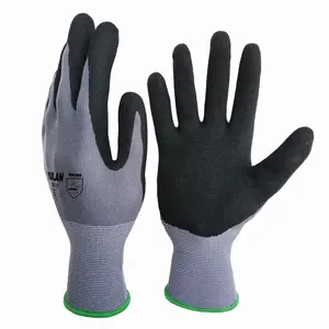 Защитные рабочие перчатки с нитриловым покрытием, бесшовные трикотажные перчатки 15 калибра из нейлона/спандекса, перчатки с песчаным нитриловым покрытием