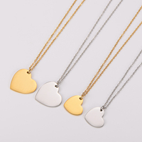 Collier long en forme de cœur pour la Saint-Valentin, plaqué or 18 carats, anti-ternissement, gravable, pour femmes, vente en gros