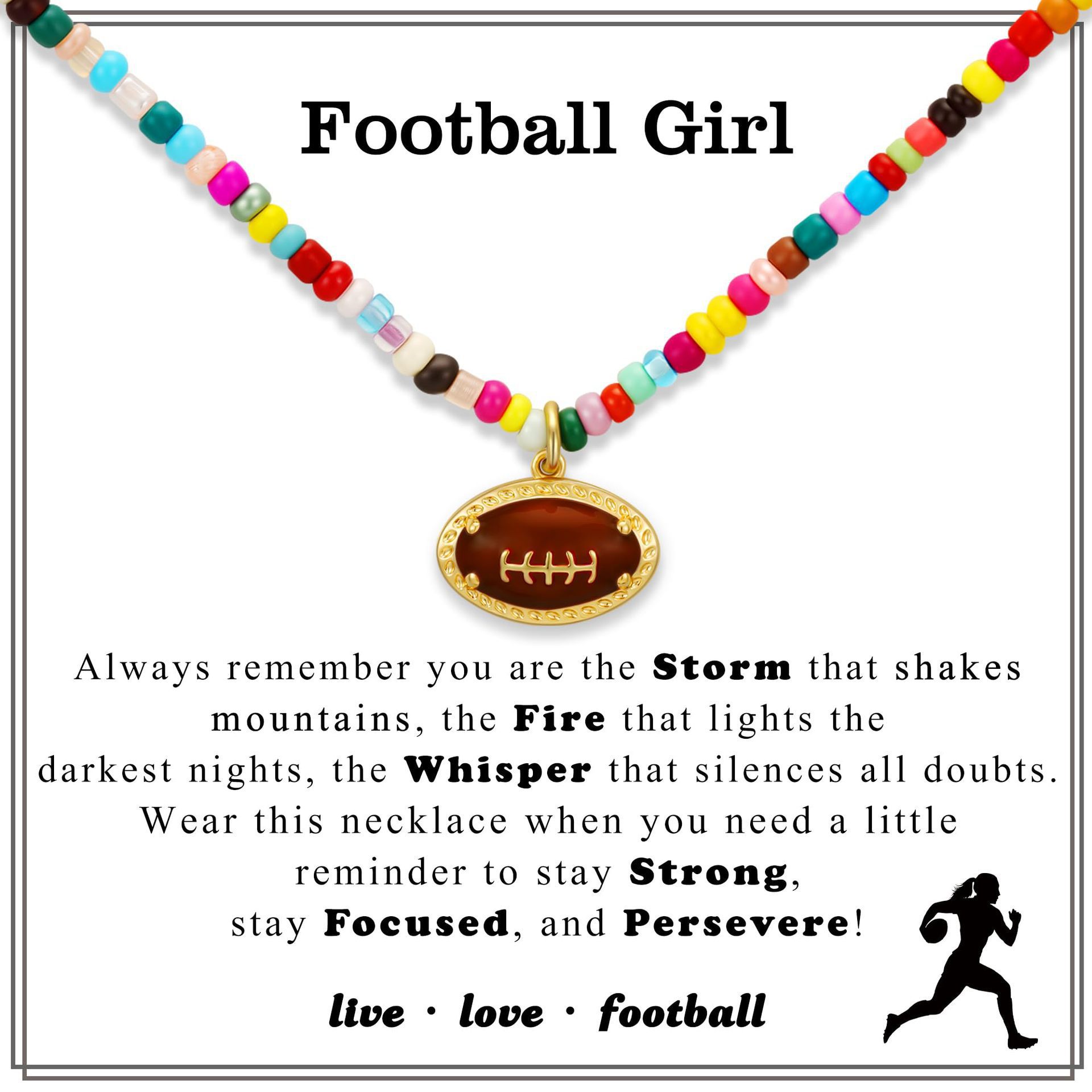 Carte collier rugby perles colorées