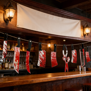 Guirlande de couteaux et ciseaux sanglants Halloween 608395 : Décoration suspendue sur le thème des <span class=keywords><strong>films</strong></span> d'<span class=keywords><strong>horreur</strong></span> pour fêtes, maisons hantées et photomaton - Product Image 3