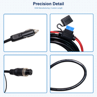 Câble d'alimentation 12V/24V PVC avec prise allume-cigare M12 à code A 4 broches et fusible intégré pour traceur GPS et caméra embarquée