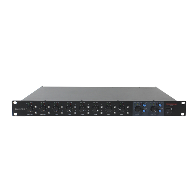 Lucky Tone PA System 8 Channel Professional Audio Pre Amplifier with 2 Channel Stereo Output