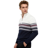 Sweat-shirt à col montant et fermeture éclair 1/4 pour hommes, polo tricoté à la mode pour l'hiver