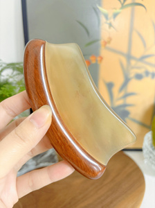 Yangjiao Gua Sha Board Facial Eye Massage Tablero de sándalo púrpura con Bian Stone Rod para estirar y exfoliar - Product Image 4