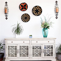 Décoration murale bohème plante Boho maison pour murs articles décoratifs paille faite à la main vitrine ronde décoration intérieure de la maison
