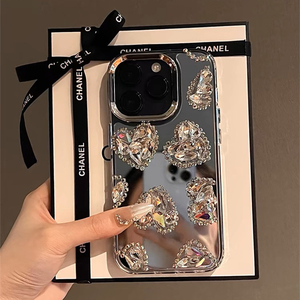 Custodia per telefono con cuore di strass di lusso, adatta per IPhone17promax, copertura specchietto femminile personalizzata per <span class=keywords><strong>iphone</strong></span> 15 14 16 - Product Image 2