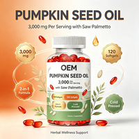 Suplemen Diet Minyak Biji Labu OEM Private Label Softgels 120 Kapsul 3000 mg dengan Saw Palmetto Cold Pressed