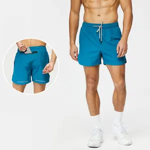 Cepler ile spor erkekler dar şort özel Jogger koşu Polyester İpli bel pantolon