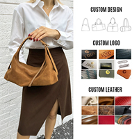 Sac Hobo en Cuir Véritable Nubuck de Vache pour Femme, Sac à Main Croisé Multi-Poches en Forme de Croissant, Vente en Gros, Fabricant OEM
