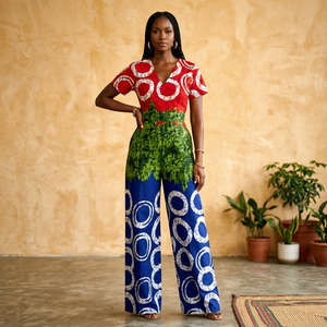 Tela de Algodón Ankara Premium con Diseño Batik Dobby Rib para Prendas de Moda, Ropa Deportiva, Bolsos y Fabricación Textil - Product Image 1