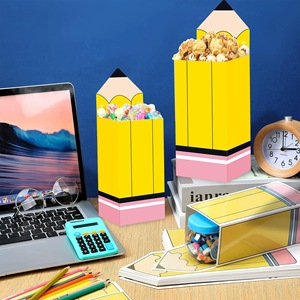 Lot de 12 boîtes à popcorn pour la <span class=keywords><strong>rentrée</strong></span> scolaire, motif crayon de dessin animé, en papier robuste, pour récompenses en <span class=keywords><strong>classe</strong></span>, collations ou cadeaux pour les élèves du primaire - Product Image 3