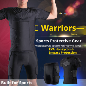 Maillot de compression <span class=keywords><strong>personnalisé</strong></span> pour homme avec 6 protections antichoc pour le sport, football, basketball, protection de la poitrine et des côtes - Product Image 5