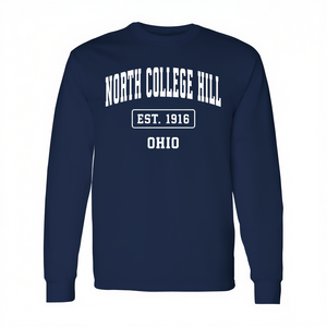 North College Hill Ohio Est 1916 Camiseta de manga larga azul marino D Vintage Sports - Product Image 2
