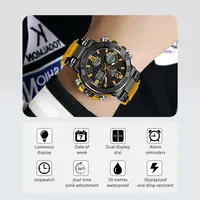 CHAXIGO 233 Jam Tangan Pria dengan Tali Silikon Olahraga, Casing 54.4mm, Layar Digital Analog LED, Tahan Air 30m, Gaya Olahraga.