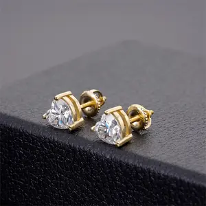 Gioielli placcati in oro personalizzato 3mm 5mm 7mm orecchini con diamanti S925 Sliver cuore Moissanite orecchini per uomini e donne bambini