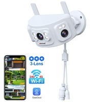 Caméras de sécurité domestiques sans fil Eseecloud APP 6MP à 3 objectifs réels, compatibles Wi-Fi 2.4G/5G pour une utilisation en maison intelligente, prise en charge de la connexion NVR