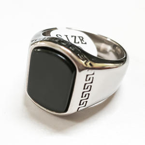 خاتم عصري بحجر أسود وأخضر من الفولاذ المقاوم للصدأ 316L، مجوهرات بانك للرجال مناسب للحفلات - Product Image 3