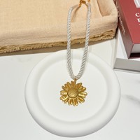 Collier en or 18 carats avec breloque en corde, pendentif en acier inoxydable, collier en paracorde fait main DIY, bijoux tendance superposés et audacieux