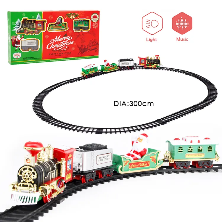 크리스마스 철도 기차 세트 사운드 라이트 크리스마스 장식 클래식 장난감 전기 기차 트랙 세트 장난감 어린이