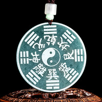 Pendentif ethnique en jadéite bleue naturelle de qualité A, sculpté aux huit trigrammes, motif Shan Gui Hua Qian Shadow, pour homme et femme