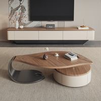 Meuble TV Moderne de Luxe Léger en Bois Massif 2025 et Table Basse Ardoise Combinée de Forme Spéciale pour Petits Espaces