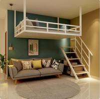 Nouveau design de chambre à coucher dortoir en métal Lit mezzanine en fer forgé avec cadre en fer Lit avec escalier