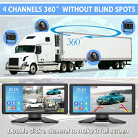 10.36 pouces IPS Quad Screen Truck DVR Monitor System 4Pcs Night Vision Backup Reverse Camera Kit pour l'enregistrement de conduite pour les camions