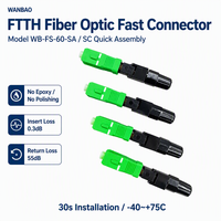 Konektor Serat Optik SC Cepat FTTH Perakitan Cepat di Lapangan Single Mode Tanpa Epoxy Tanpa Poles untuk Kabel Drop Kabel Indoor