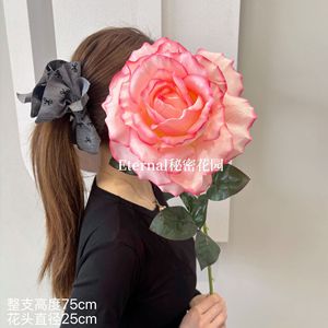 ดอกกุหลาบผ้าไหมประดิษฐ์ขนาดใหญ่ ก้านเดี่ยว ตกแต่งวันวาเลนไทน์ จาก Secret Garden - Product Image 4