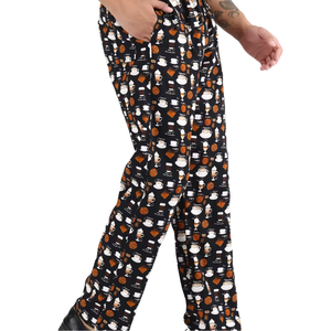 <span class=keywords><strong>Pantalon</strong></span> <span class=keywords><strong>de</strong></span> Chef Unisexe Ample Imprimé Noir avec Motif Café et Desserts pour Étudiants en Culinaria, Personnel <span class=keywords><strong>de</strong></span> Cuisine et Tenue Décontractée - Product Image 2