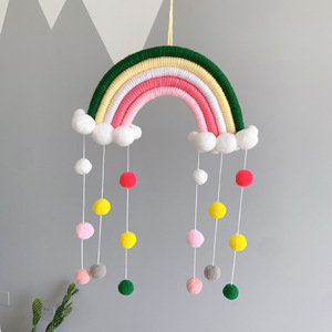 Decorazione della stanza del bambino Nordic Boho Cotton tessuto a mano Color arcobaleno nappa <span class=keywords><strong>Macrame</strong></span> appeso a parete per bambini Nursery Decor - Product Image 3