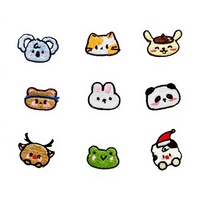 Badges brodés autocollants en toile écologique OEM, motifs animaux de dessin animé variés, certifiés CE, motifs grenouille et cerf, thermocollants pour chapeaux et vêtements