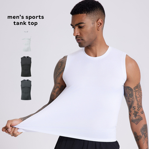 Camiseta Deportiva sin Mangas para Hombre, Tejido Sólido, para Levantamiento de Pesas, Ajustada, Transpirable, de Secado Rápido, Spandex/Poliéster - Product Image 1