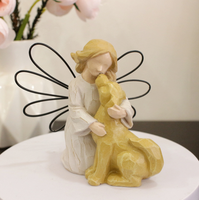 Statuette en résine ange avec chien, statue commémorative pour animaux de compagnie, décoration de Thanksgiving, souvenir, décoration de table