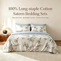 Ensemble de couette 4 pièces en coton 100% écologique, 300 fils/cm², haute qualité, imprimé moderne, motif végétal personnalisable, toutes saisons