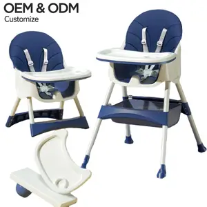 Multifunction Baby High Chair 3 In 1 Feeding Adjustable Height Foldable Removable Tray Easy Cleaning Baby High Chair