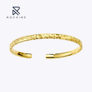 Pulsera abierta brillante de moda Rochime, brazalete de Plata de Ley 925, joyería fina, pulsera chapada en oro para mujer - Product Image 1