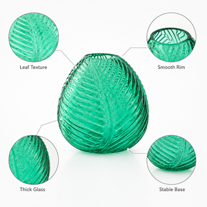 <span class=keywords><strong>Vase</strong></span> en verre texturé en forme de feuille, <span class=keywords><strong>vase</strong></span> <span class=keywords><strong>d</strong></span>écoratif coloré pour la maison, les mariages, les hôtels, les boutiques de cadeaux, la <span class=keywords><strong>d</strong></span>écoration de table - Product Image 3