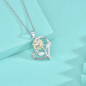 GP108คุณเป็นของฉันซันไชน์จี้925เงินรูปหัวใจจี้ดอกทานตะวันสำหรับสร้อยคอเครื่องประดับสำหรับผู้หญิง - Product Image 4