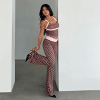 Ensemble de vêtements de sport pour femmes, imprimé léopard, tricot, haut halter, leggings courts taille basse, tenue de yoga et de jogging 2 pièces, écologique et respirant