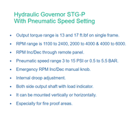 Regulador Hidráulico STG-P con Control Neumático de Velocidad para Aplicaciones Ignífugas en Refinerías de Petróleo y Plantas de Gas