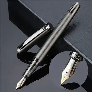 Matte Metal Pen High Quality Black Matte Color Luxury Engraved Design Metal Fountain Pen With Customized Logo