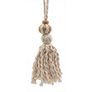 Décoration bohème en coton avec pompon et perles en bois, ornement suspendu pour salon, usage intérieur - Product Image 1