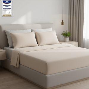 VIANNEY HOME SHEETS Set Lenzuola Matrimoniali Avorio 212x255 Cm con 2 Federe, Traspirante, Tinta Unita, Biancheria da Letto - Product Image 2