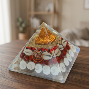 Pyramide d'orgone Gomti Chakra Shri Yantra sculptée à la main, décoration pour la maison ou le bureau, cadeau - Product Image 2