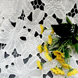 2025 белая кружевная Цветочная Лазерная кружевная ткань с вышивкой 100 полиэфирная ткань для Африканской вечерней моды - Product Image 5