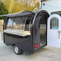 Camion de cuisine mobile professionnel noir, entièrement équipé, construction en acier inoxydable, garantie de 2 ans, pour snacks, hot-dogs, glaces